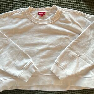Staud White Cropped Sweatshirt